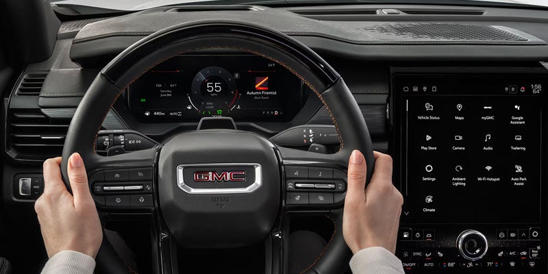 2026 GMC Acadia performance view highlighting turbocharged engine capability at Escamilla GMC in Hebbronville, TX