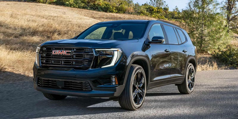 Black 2026 GMC Acadia SUV featuring sleek exterior design and bold styling at Escamilla GMC
